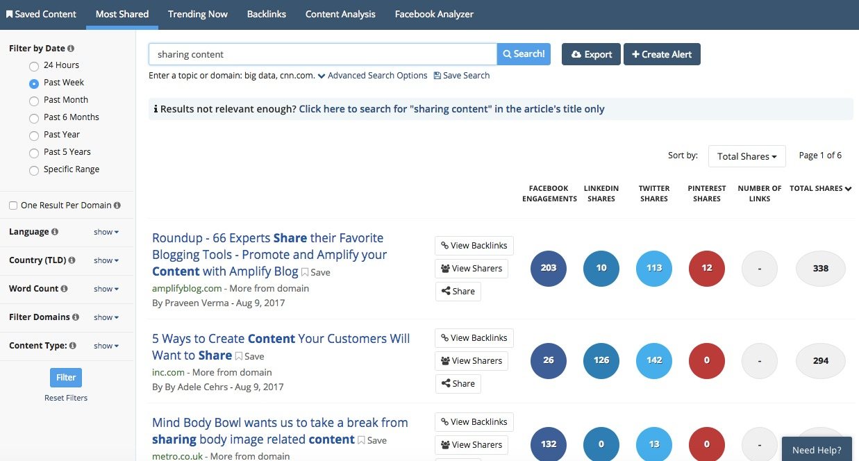 content marketing strategy - BuzzSumo search screen