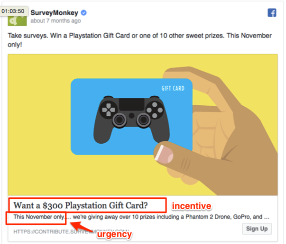 Facebook ad mistakes - Survey Monkey Facebook ad