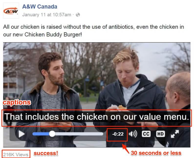 facebook ad mistakes - A&W Canada Facebook ad